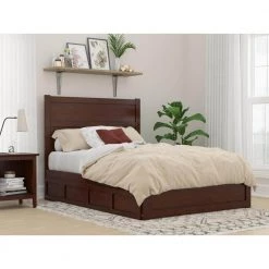 NoHo Walnut Full Bed with Footboard and 2-Drawers by AFI -Outlet AFI Store bronze afi platform beds ag9163334 31 1000