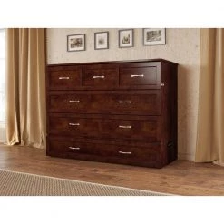 Deerfield Murphy Bed Chest Full Walnut with Charger by AFI -Outlet AFI Store brown afi murphy beds ac583144 4f 1000