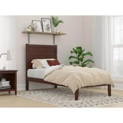 NoHo 38-1/4 in. W Walnut Twin Extra Long Size Solid Wood Frame with Attachable USB Charger Platform Bed by AFI -Outlet AFI Store brown afi platform beds ag9110014 31 1000