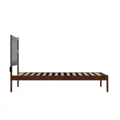NoHo 38-1/4 in. W Walnut Twin Extra Long Size Solid Wood Frame with Attachable USB Charger Platform Bed by AFI -Outlet AFI Store brown afi platform beds ag9110014 4f 1000