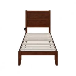 NoHo 38-1/4 in. W Walnut Twin Extra Long Size Solid Wood Frame with Attachable USB Charger Platform Bed by AFI -Outlet AFI Store brown afi platform beds ag9110014 c3 1000