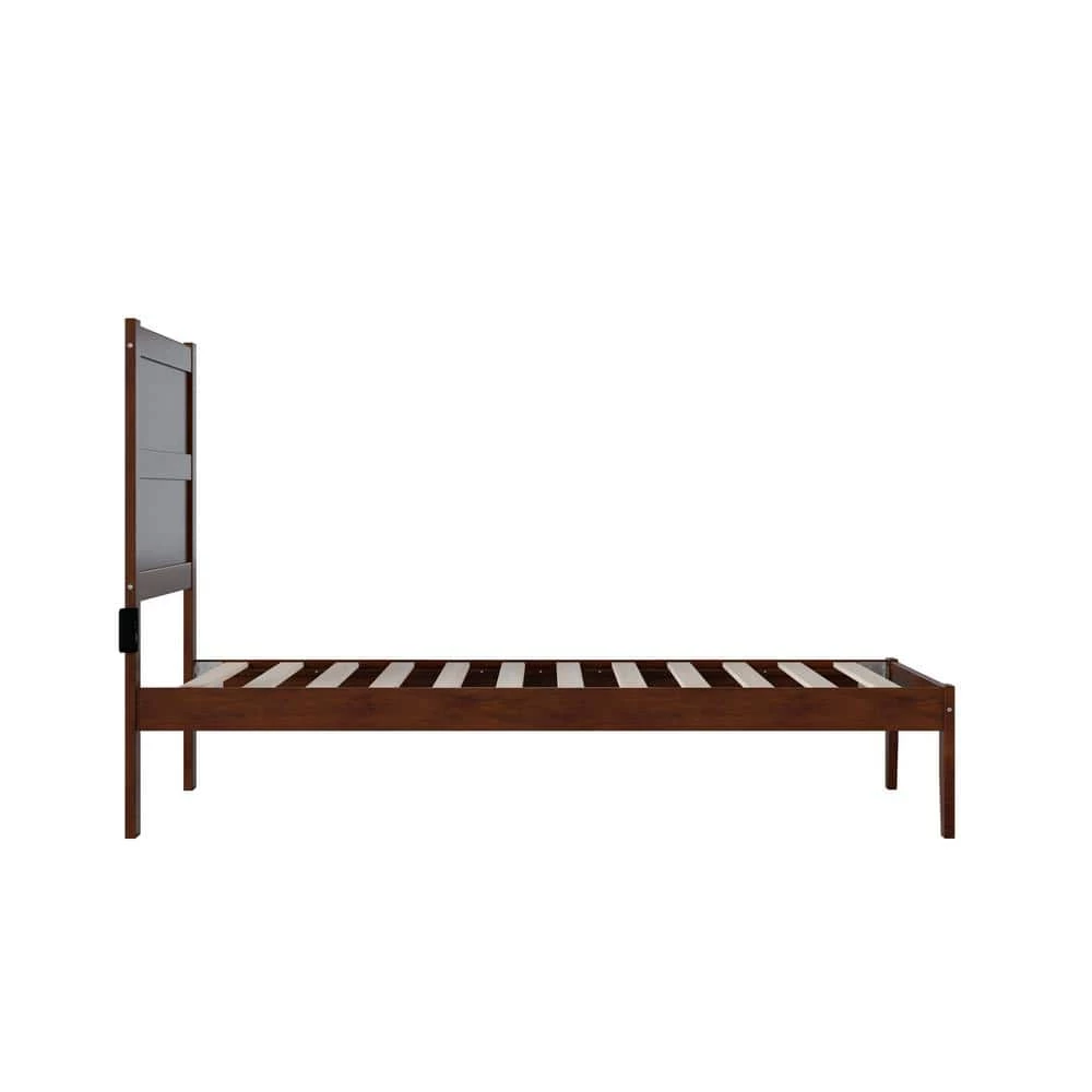 NoHo 38-1/4 in. W Walnut Twin Size Solid Wood Frame with Attachable USB Charger Platform Bed by AFI 6 NoHo 38-1/4 in. W Walnut Twin Size Solid Wood Frame with Attachable USB Charger Platform Bed by AFI - Image 4