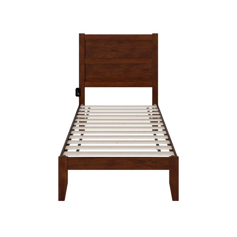 NoHo 38-1/4 in. W Walnut Twin Size Solid Wood Frame with Attachable USB Charger Platform Bed by AFI 5 NoHo 38-1/4 in. W Walnut Twin Size Solid Wood Frame with Attachable USB Charger Platform Bed by AFI - Image 3