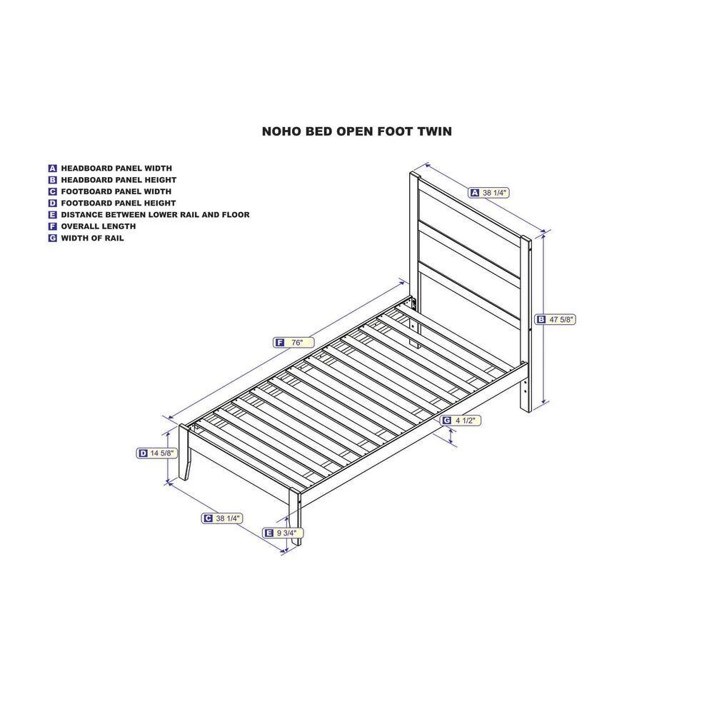 NoHo 38-1/4 in. W Walnut Twin Size Solid Wood Frame with Attachable USB Charger Platform Bed by AFI 4 NoHo 38-1/4 in. W Walnut Twin Size Solid Wood Frame with Attachable USB Charger Platform Bed by AFI - Image 2