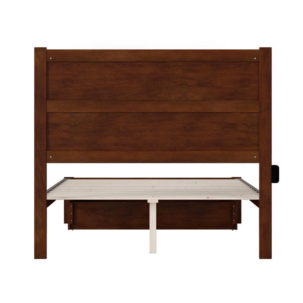 NoHo 53-1/2 in. W Walnut Full Size Solid Wood Frame with Foot Drawer and Attachable USB Device Charger Platform Bed by AFI 7 NoHo 53-1/2 in. W Walnut Full Size Solid Wood Frame with Foot Drawer and Attachable USB Device Charger Platform Bed by AFI - Image 5