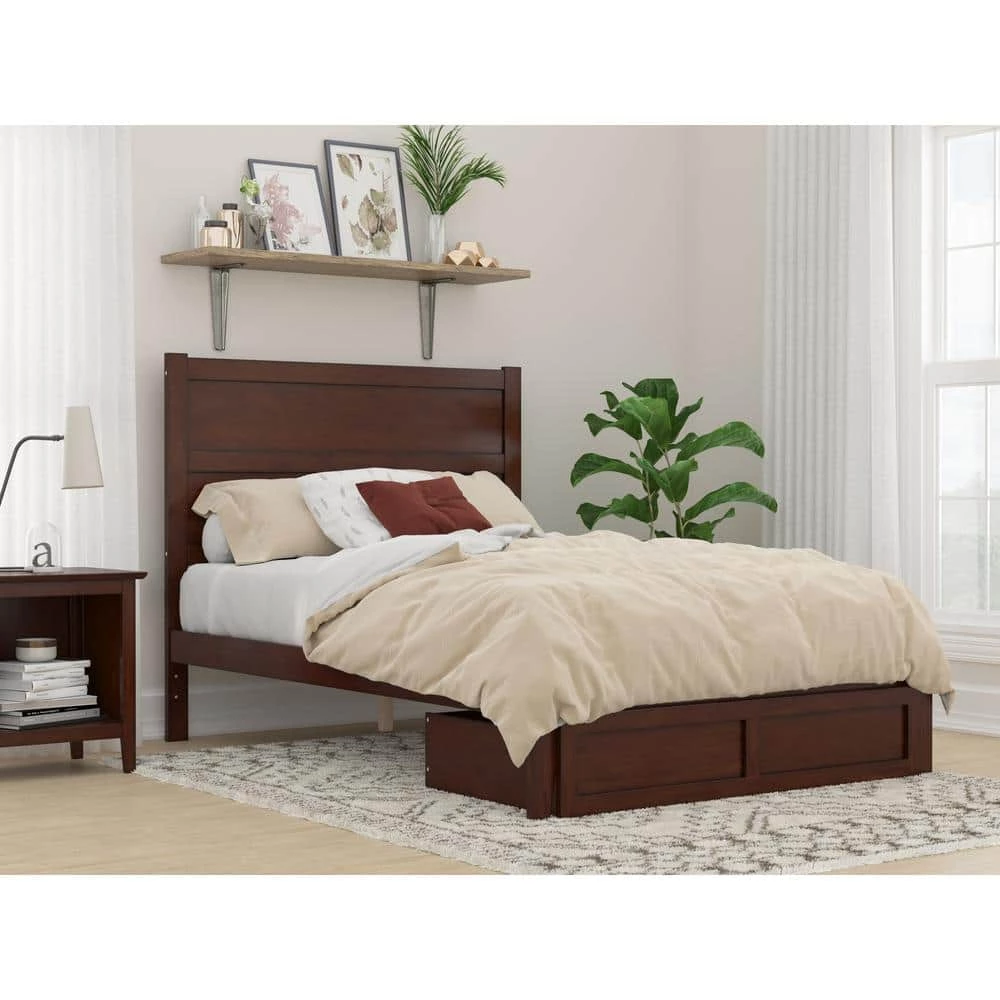 NoHo 53-1/2 in. W Walnut Full Size Solid Wood Frame with Foot Drawer and Attachable USB Device Charger Platform Bed by AFI 9 NoHo 53-1/2 in. W Walnut Full Size Solid Wood Frame with Foot Drawer and Attachable USB Device Charger Platform Bed by AFI - Image 7