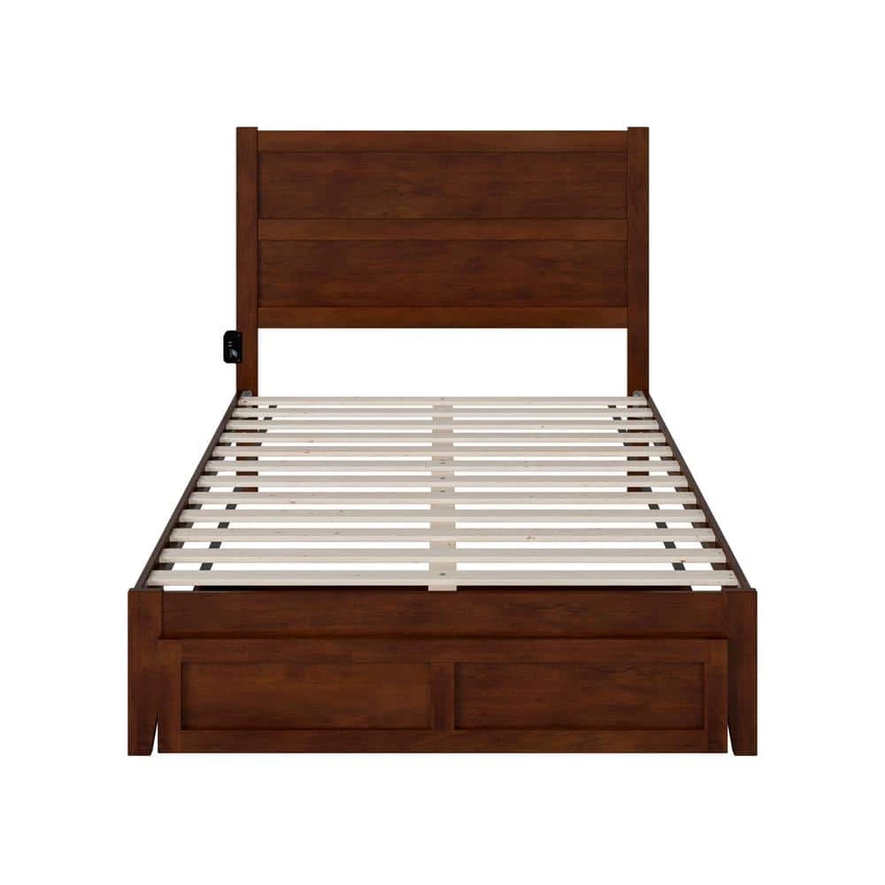 NoHo 53-1/2 in. W Walnut Full Size Solid Wood Frame with Foot Drawer and Attachable USB Device Charger Platform Bed by AFI 8 NoHo 53-1/2 in. W Walnut Full Size Solid Wood Frame with Foot Drawer and Attachable USB Device Charger Platform Bed by AFI - Image 6