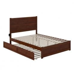 NoHo Walnut Queen Bed with Footboard and Twin Extra Long Trundle by AFI