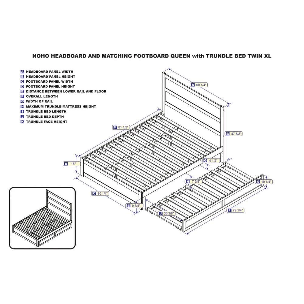 NoHo Walnut Queen Bed with Footboard and Twin Extra Long Trundle by AFI 4 NoHo Walnut Queen Bed with Footboard and Twin Extra Long Trundle by AFI - Image 2