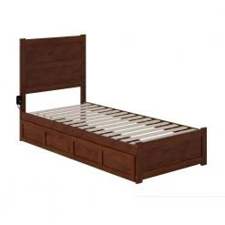 NoHo Walnut Twin Extra Long Bed with Footboard and 2-Drawers by AFI -Outlet AFI Store brown afi platform beds ag9163414 c3 1000