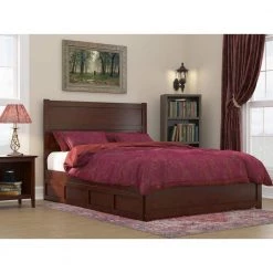 NoHo Queen Bed with Footboard and 2 Drawers in Walnut by AFI -Outlet AFI Store brown afi platform beds ag9163444 31 1000