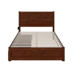 NoHo Queen Bed with Footboard and 2 Drawers in Walnut by AFI -Outlet AFI Store brown afi platform beds ag9163444 44 1000
