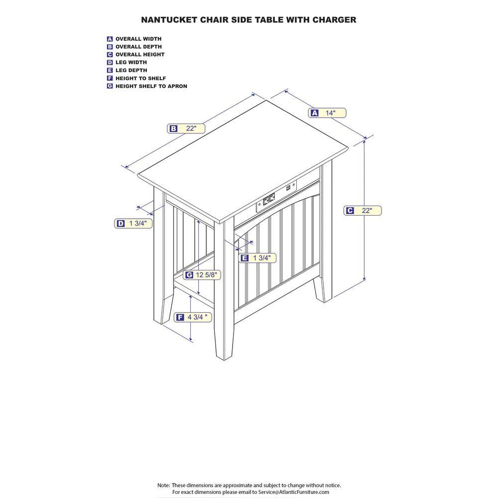Nantucket Burnt Amber Chair Side Table with Charger by AFI 5 Nantucket Burnt Amber Chair Side Table with Charger by AFI - Image 4