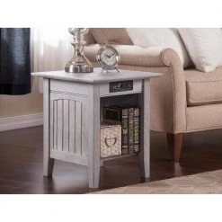 Nantucket Driftwood End Table with Charging Station by AFI -Outlet AFI Store driftwood afi end side tables ah14318 31 1000