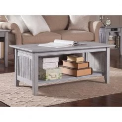 Nantucket 44 in. Driftwood Gray Large Rectangle Wood Coffee Table with Shelf by AFI -Outlet AFI Store driftwood grey afi coffee tables ah15308 31 1000