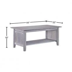 Nantucket 44 in. Driftwood Gray Large Rectangle Wood Coffee Table with Shelf by AFI -Outlet AFI Store driftwood grey afi coffee tables ah15308 40 1000