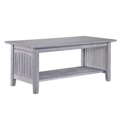 Nantucket 44 in. Driftwood Gray Large Rectangle Wood Coffee Table with Shelf by AFI