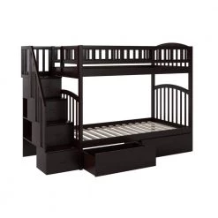 Westbrook Espresso Twin Over Twin Staircase Bunk with 2-Urban Bed Drawers by AFI