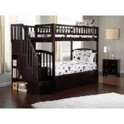 Westbrook Espresso Twin Over Twin Staircase Bunk with 2-Urban Bed Drawers by AFI -Outlet AFI Store espresso afi bunk beds ab65641 c3 1000