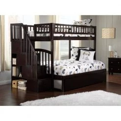 Westbrook Staircase Bunk Twin over Full with Full Size Urban Trundle Bed in Espresso by AFI -Outlet AFI Store espresso afi bunk beds ab65771 31 1000