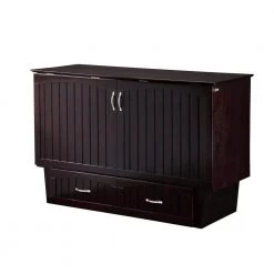 Nantucket Murphy Bed Espresso Queen Chest with Charging Station and Coolsoft Mattress by AFI