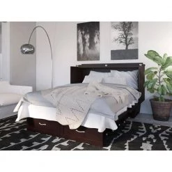 Monroe Espresso Queen Murphy Bed Chest with Charging Station by AFI