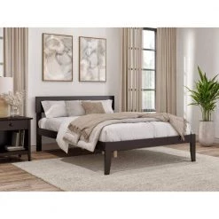 Boston 55 1/2 in. W Espresso Dark Brown Full Size Solid Wood Frame Platform Bed by AFI