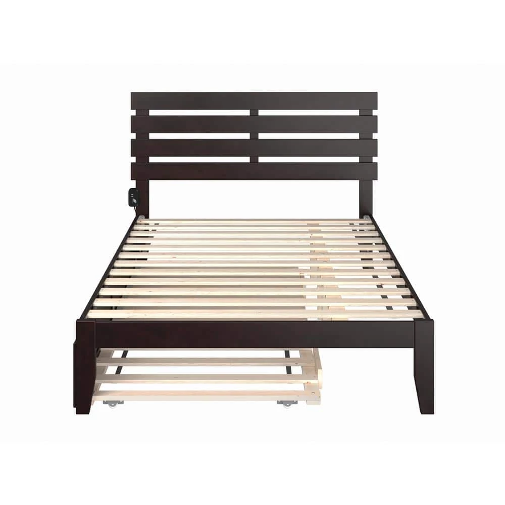 Oxford 55-3/8 in. W Espresso Dark Brown Full Size Solid Wood Frame with Twin Pull Out Trundle Bed Platform Bed by AFI 7 Oxford 55-3/8 in. W Espresso Dark Brown Full Size Solid Wood Frame with Twin Pull Out Trundle Bed Platform Bed by AFI - Image 5