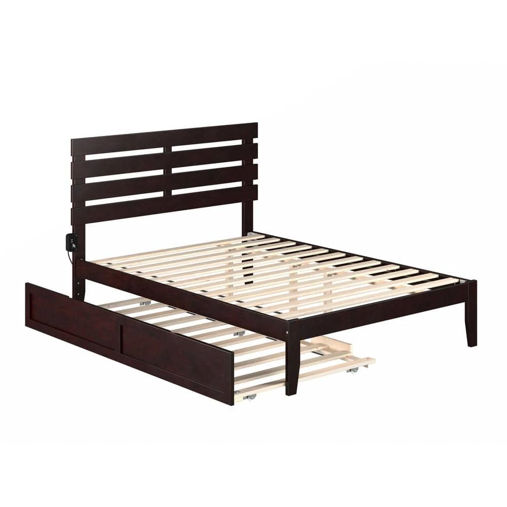 Oxford 55-3/8 in. W Espresso Dark Brown Full Size Solid Wood Frame with Twin Pull Out Trundle Bed Platform Bed by AFI 5 Oxford 55-3/8 in. W Espresso Dark Brown Full Size Solid Wood Frame with Twin Pull Out Trundle Bed Platform Bed by AFI - Image 3