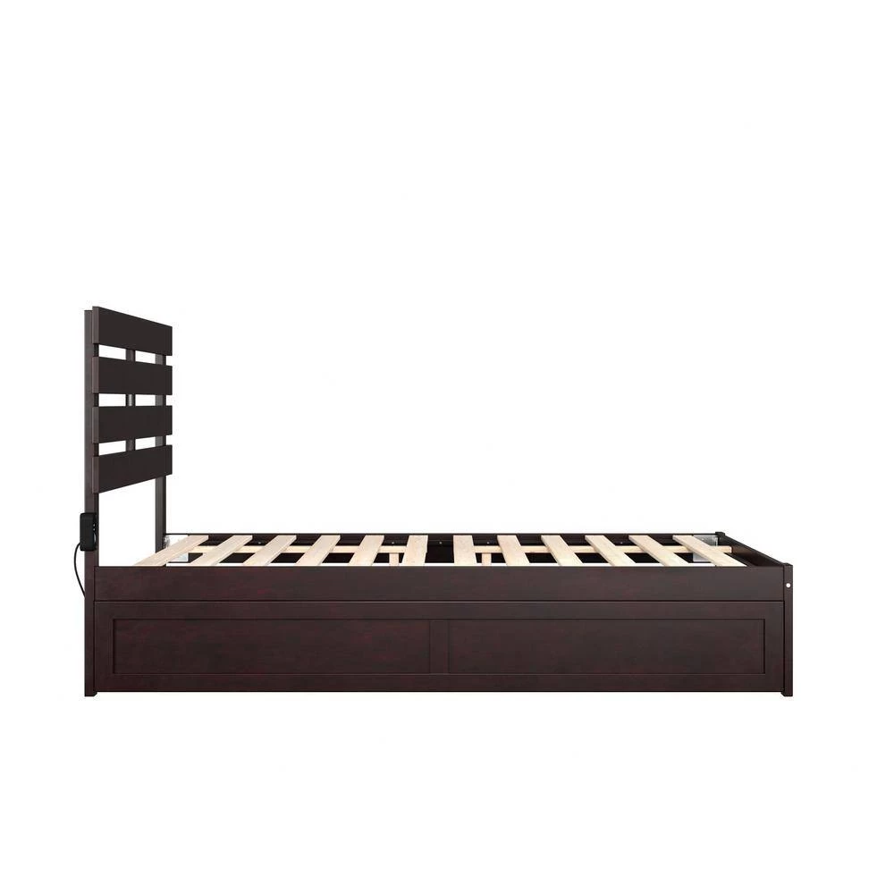 Oxford 55-3/8 in. W Espresso Dark Brown Full Size Solid Wood Frame with Twin Pull Out Trundle Bed Platform Bed by AFI 4 Oxford 55-3/8 in. W Espresso Dark Brown Full Size Solid Wood Frame with Twin Pull Out Trundle Bed Platform Bed by AFI - Image 2