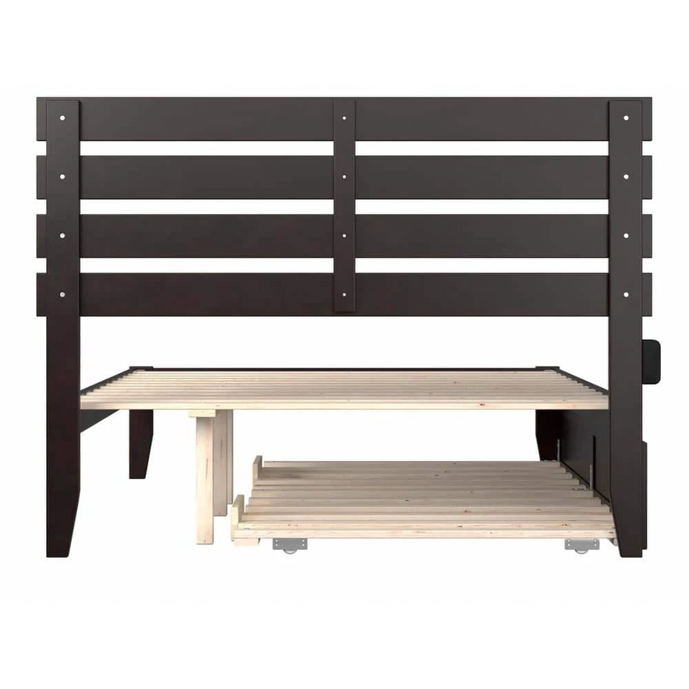 Oxford 55-3/8 in. W Espresso Dark Brown Full Size Solid Wood Frame with Twin Pull Out Trundle Bed Platform Bed by AFI 8 Oxford 55-3/8 in. W Espresso Dark Brown Full Size Solid Wood Frame with Twin Pull Out Trundle Bed Platform Bed by AFI - Image 6