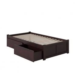 Concord Espresso Twin XL Platform Bed with Flat Panel Foot Board and 2-Urban Bed Drawers by AFI