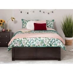 Concord Queen Bed with Footboard and Twin Extra Long Trundle in Espresso by AFI