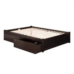 Concord Espresso Queen Platform Bed with Flat Panel Foot Board and 2-Urban Bed Drawers by AFI