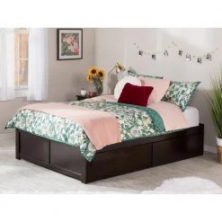 Concord Espresso Queen Platform Bed with Flat Panel Foot Board and 2-Urban Bed Drawers by AFI -Outlet AFI Store espresso afi platform beds ar8042111 c3 1000