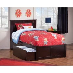 Madison Twin Platform Bed with Flat Panel Foot Board and 2-Urban Bed Drawers in Espresso by AFI -Outlet AFI Store espresso afi platform beds ar8622111 31 1000
