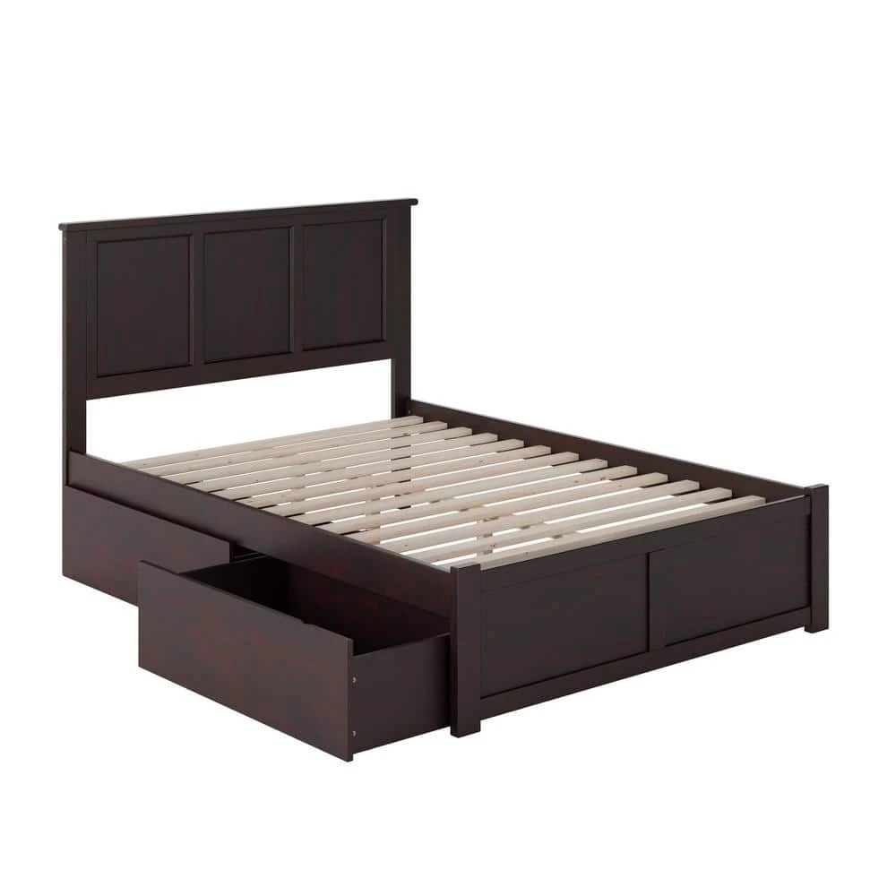 Madison Full Platform Bed with Flat Panel Foot Board and 2-Urban Bed Drawers in Espresso by AFI 3 Madison Full Platform Bed with Flat Panel Foot Board and 2-Urban Bed Drawers in Espresso by AFI