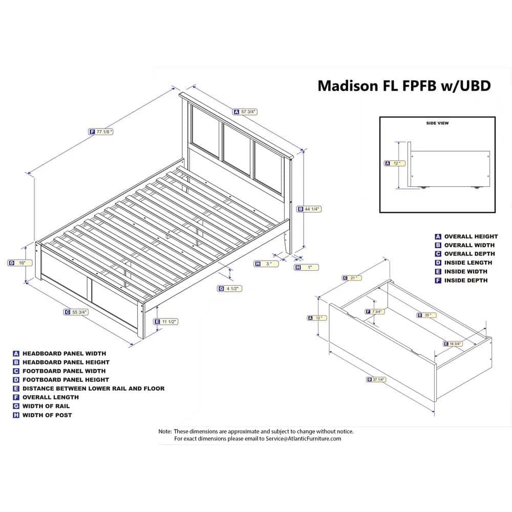 Madison Full Platform Bed with Flat Panel Foot Board and 2-Urban Bed Drawers in Espresso by AFI 6 Madison Full Platform Bed with Flat Panel Foot Board and 2-Urban Bed Drawers in Espresso by AFI - Image 4
