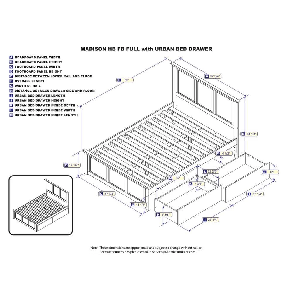 Madison Full Platform Bed with Matching Foot Board with 2-Urban Bed Drawers in Espresso by AFI 7 Madison Full Platform Bed with Matching Foot Board with 2-Urban Bed Drawers in Espresso by AFI - Image 5