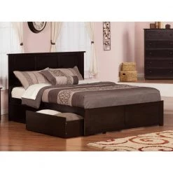 Madison Queen Platform Bed with Flat Panel Foot Board and 2-Urban Bed Drawers in Espresso by AFI