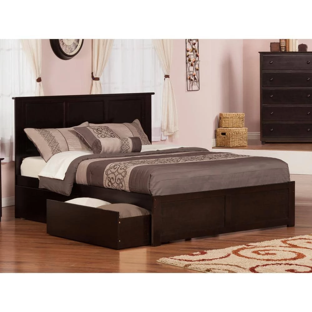 Madison Queen Platform Bed with Flat Panel Foot Board and 2-Urban Bed Drawers in Espresso by AFI 3 Madison Queen Platform Bed with Flat Panel Foot Board and 2-Urban Bed Drawers in Espresso by AFI