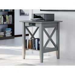 24 in. Rectangular Gray Laptop Desk with Solid Wood Material by AFI -Outlet AFI Store gray afi laptop desks ah10259 31 1000