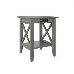 24 in. Rectangular Gray Laptop Desk with Solid Wood Material by AFI