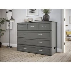 Deerfield Murphy Bed Chest Full Atlantic Gray with Charger by AFI -Outlet AFI Store gray afi murphy beds ac583149 4f 1000