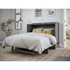 Deerfield Murphy Bed Chest Full Atlantic Gray with Charger by AFI