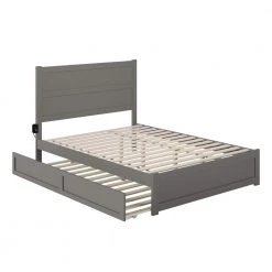 NoHo Grey Queen Bed with Footboard and Twin Extra Long Trundle by AFI