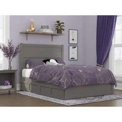 NoHo Grey Full Bed with Footboard and 2-Drawers by AFI -Outlet AFI Store gray afi platform beds ag9163339 31 1000
