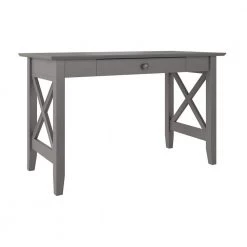 48 in. Rectangular Gray 1 Drawer Writing Desk with Solid Wood Material by AFI