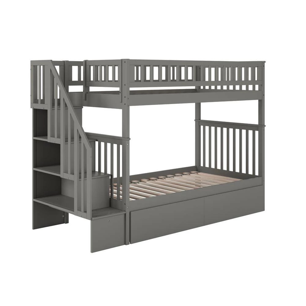 Woodland Staircase Bunk Bed Twin over Twin with 2 Urban Bed Drawers in Grey by AFI 6 Woodland Staircase Bunk Bed Twin over Twin with 2 Urban Bed Drawers in Grey by AFI - Image 4