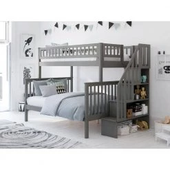 Woodland Staircase Bunk Bed Twin over Full in Grey by AFI -Outlet AFI Store grey afi bunk beds ab56709 31 1000